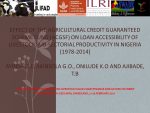Effect of the Agricultural Credit Guaranteed Scheme Fund (ACGSF) on loan accessibility of livestock sub-sectoral productivity in Nigeria (1978-2014)